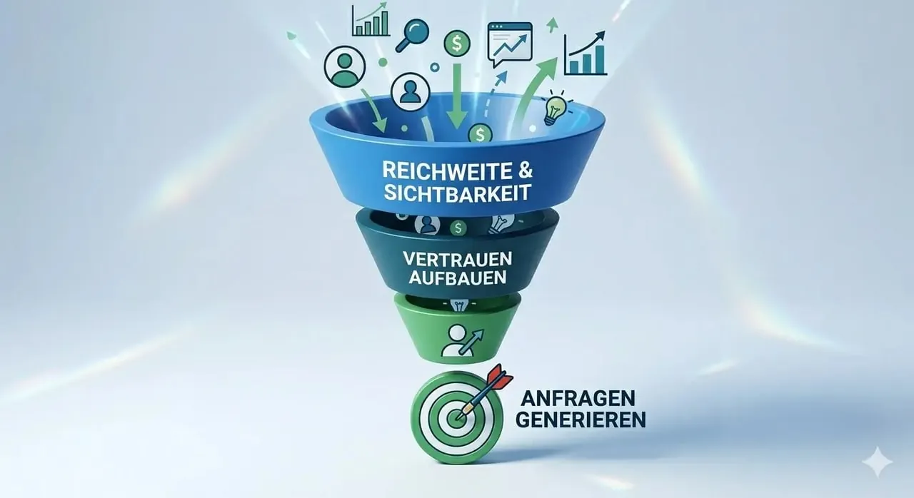 Marketing-Trichter zur Kundengewinnung über Instagram Reels: Von Reichweite zu Anfragen.