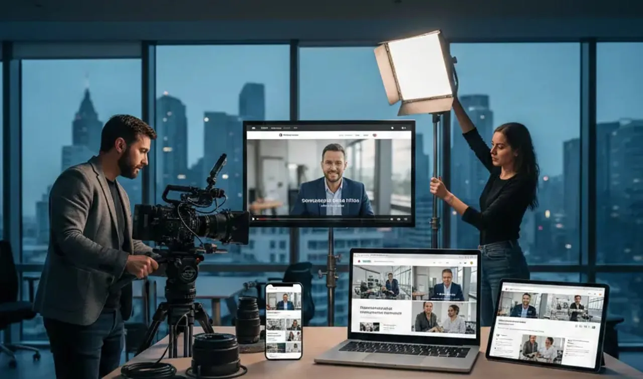 Professionelles Videoteam bei der Produktion von Social Media Content für Unternehmen