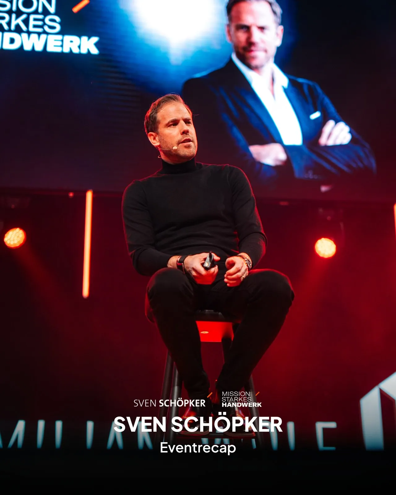 Sven Schöpker von Mission Starkes Handwerk, Kundenbeispiel für Eventrecap und Bühnen-Videoproduktion von Amro Media.